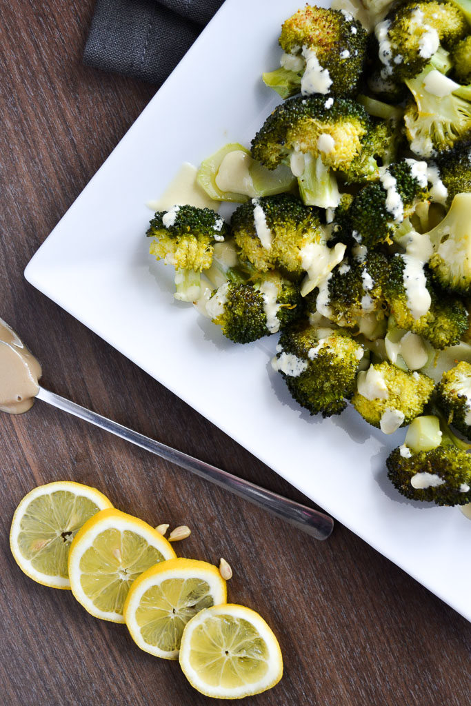 Roasted Broccoli with Lemon and Tahini sauce | offadiet.com