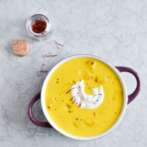 Baked potato soup with saffron and Greek yogurt | epochwellbeing.com
