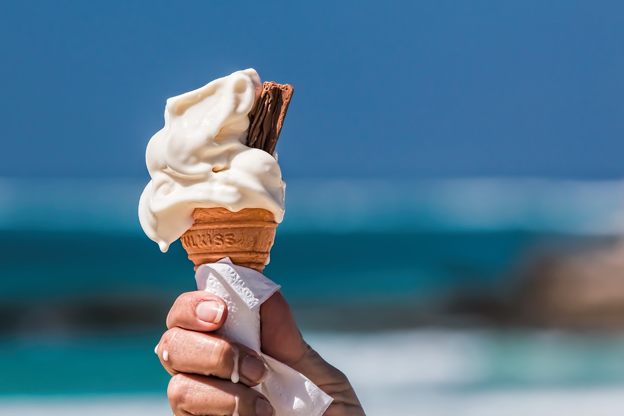 ice cream melting in hand
