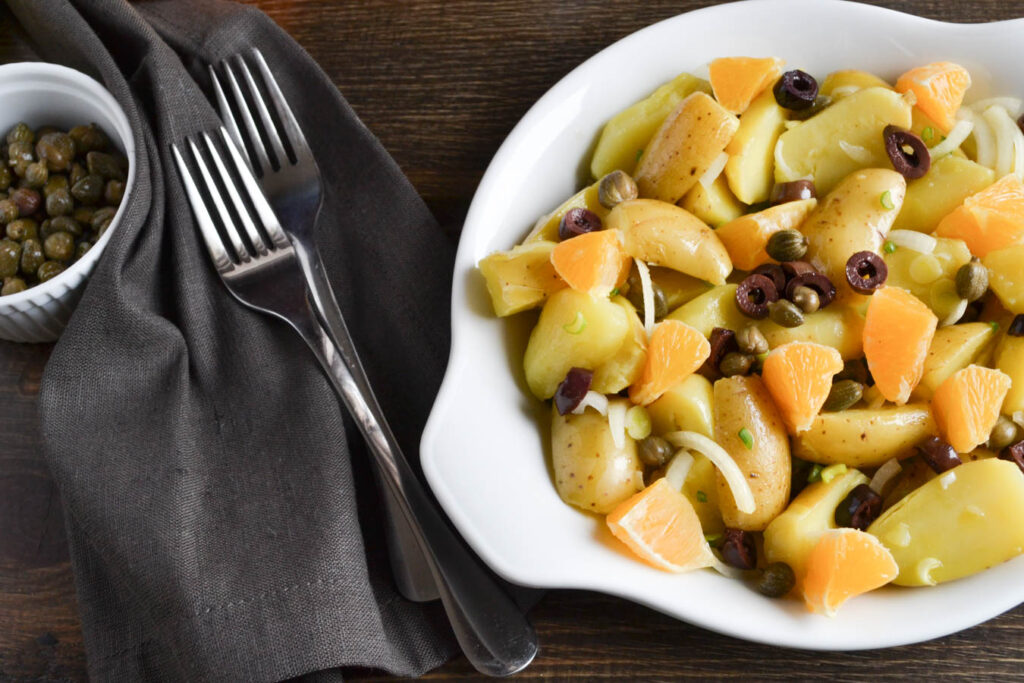 Potato salad with orange and Greek katiki cheese | offadiet.com