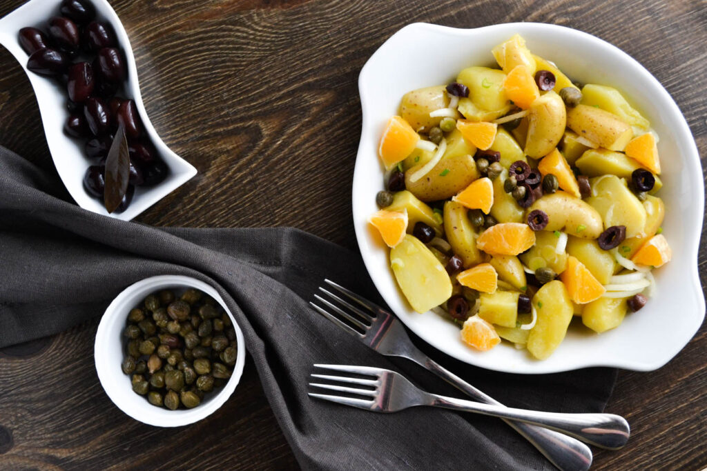 Potato salad with orange and Greek katiki cheese | offadiet.com